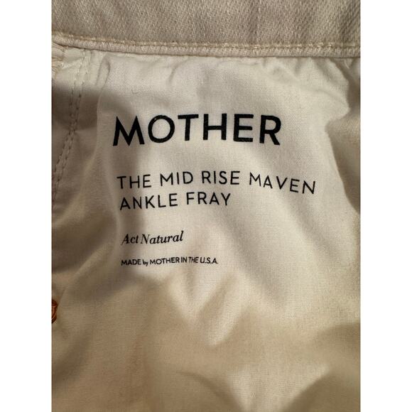 Mother The Mid Rise Maven Act Natural Cream Ankle Fray Jeans Size 30 - Picture 10 of 13